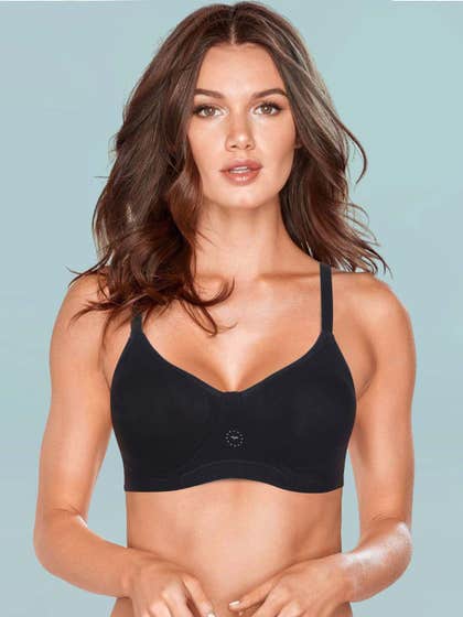 Liberty World Black Beauty Everyday Casual Non Padded Wirefree Cotton Moulded Bra