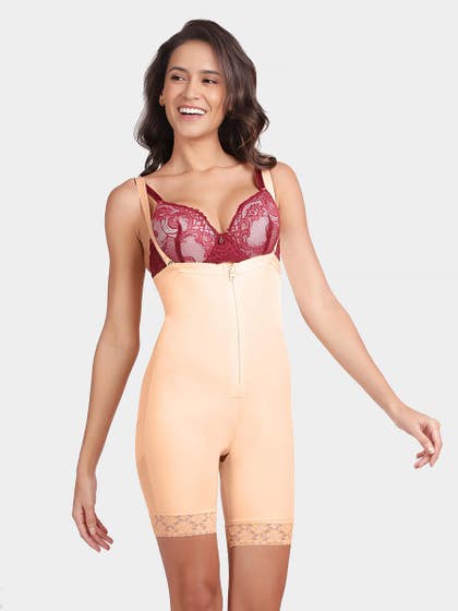 Shyle Alesan Skin High Waist Front Zipper Mid Thigh Shapewear