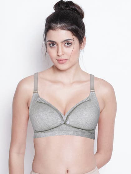 Shyle Grey Melange Scallop Tape Neckline Nursing Bra