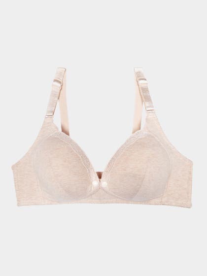 Shyle Peach Melange Nursing Bra With Jacquard Bra Strap
