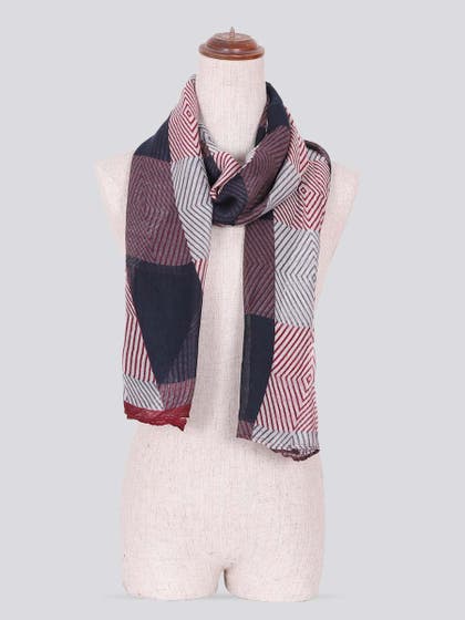 Shyle Cloud Grey Geometry Printed Viscose Scarf