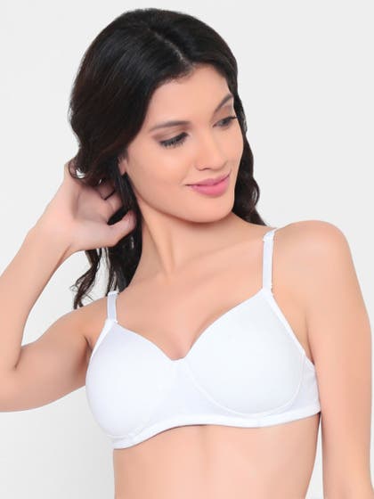 Laavian White Padded Wirerfree Everyday Cotton Bra