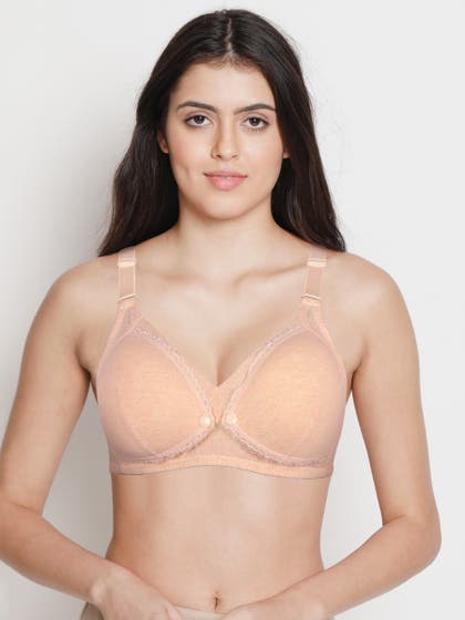 Shyle Orange Melange with Orange Lace Nursing Bra