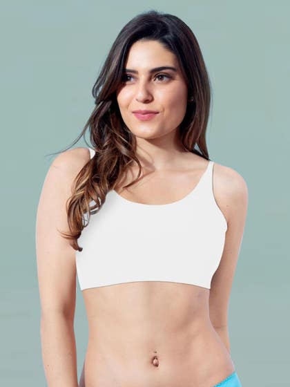 Shyle White Strappy Back Cami Bra With Double Strap At The Back