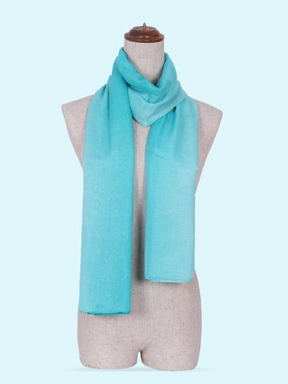 Shyle Paradise Blue Solid Viscose Scarf