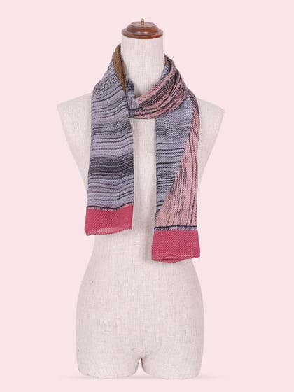 Shyle Cloud Grey Abstract Printed Viscose Scarf