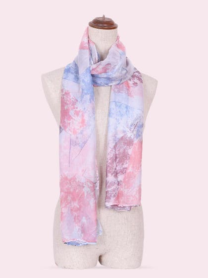 Shyle Rose Pink Abstract Printed Viscose Scarf