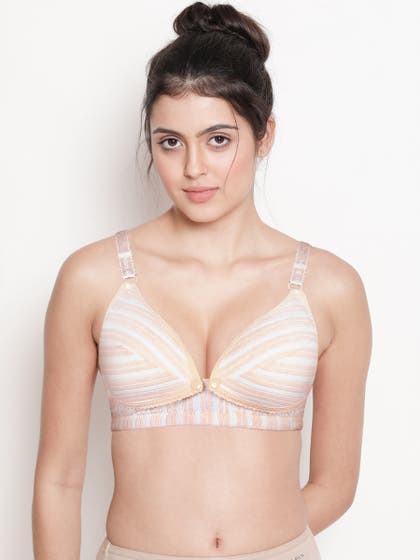 Shyle Light Peach Stripe Pattern Nursing Bra