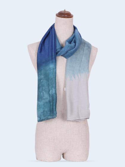 Shyle Deja Vu Blue Abstract Printed Viscose Scarf