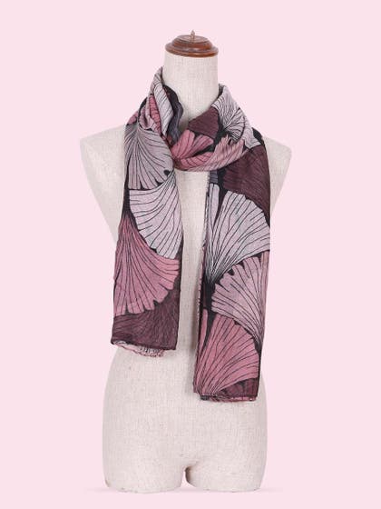 Shyle Orchid Purple Abstract Printed Viscose Scarf