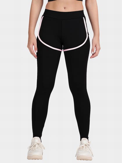 United Classic Black Baby Pink 2 in 1 Yoga Leggings With Shorts