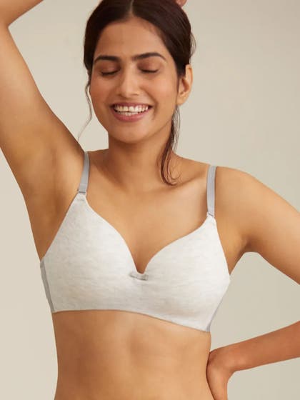 Nykaa Grey Melange Cotton Seamless Wirefree T shirt Bra