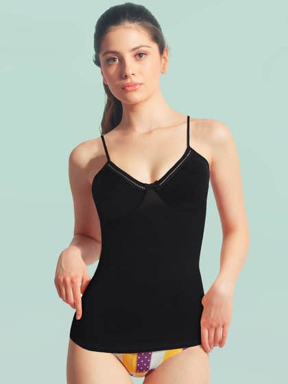 Liberti World Black Moulded Cup Adjustable Strap Casual  Camisole