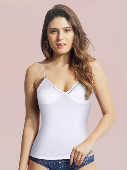 Liberti World White Moulded Cup Adjustable Strap Casual  Camisole