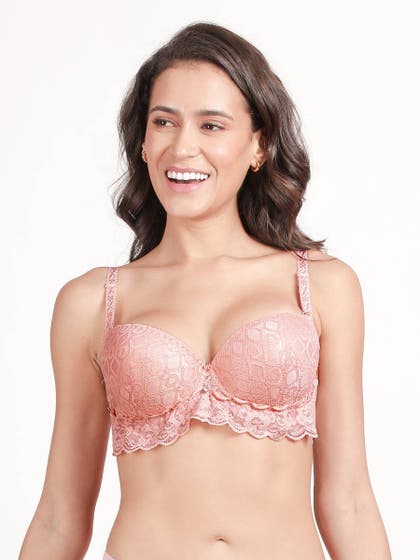 Susie Ballet Slipper Pink Bottom Lace Wired Push Up Bra