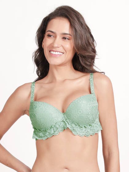 Susie Bay Green Bottom Lace Wired Push Up Bra