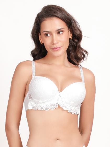 Susie White Bottom Lace Wired Push Up Bra