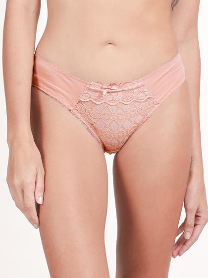 Shyle Ballet Pink Full Lace Low Waist Bikini Panty
