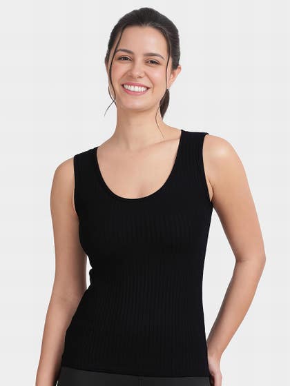 Shyle BlackBeauty Broad Strap Basic Ribbed Camisole