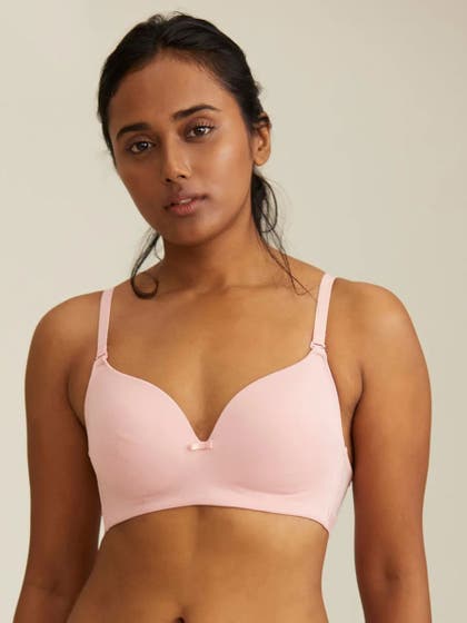 Nykaa Coral Blush Cotton Seamless Wirefree T shirt Bra