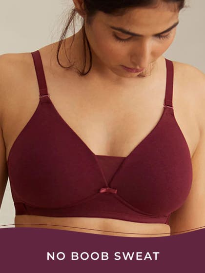 Nykaa Zinfandel Maroon Wirefree Triangle Breathe T shirt Bra