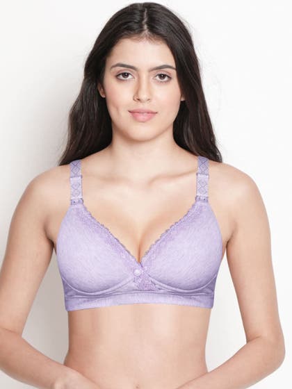 Shyle Lilac Melange Lace Neckline Nursing Bra
