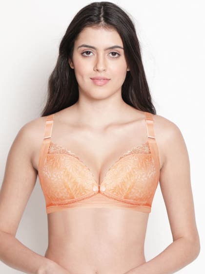 Shyle Light Orange Lace Cup Nursing Bra