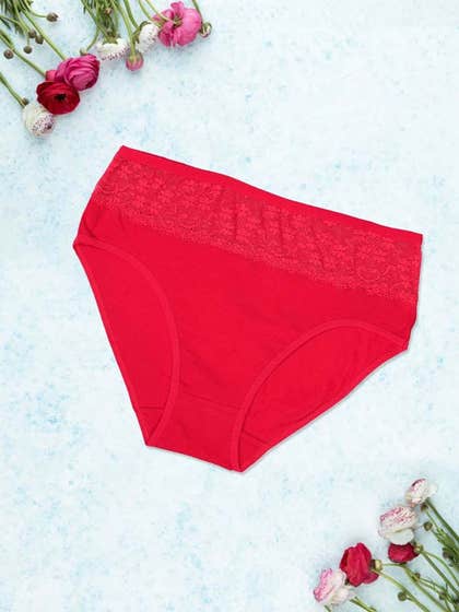 Shyle Red Lace Front Plus Size Hipster Panty