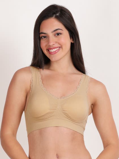 Shyle Skin Ruched with Lace Cami Bra