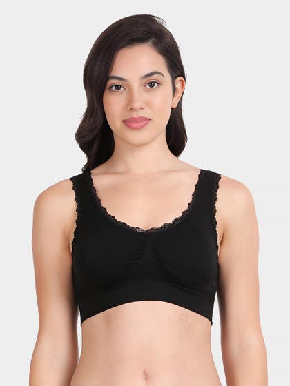 Shyle Black Beauty Ruched with Lace Cami Bra