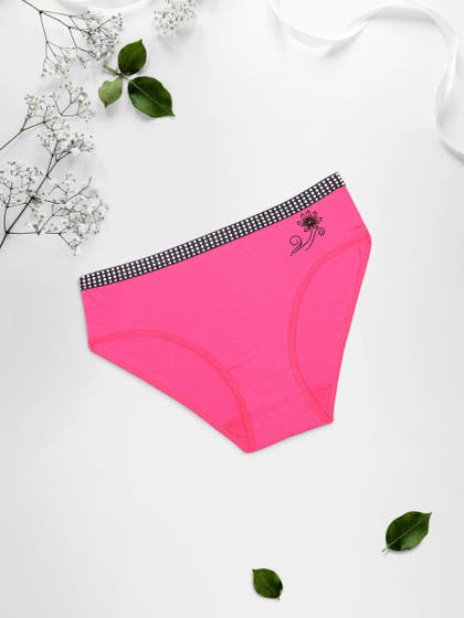 Shyle Fuschia Pink Full Coverage Polka Printed Bikini Panty