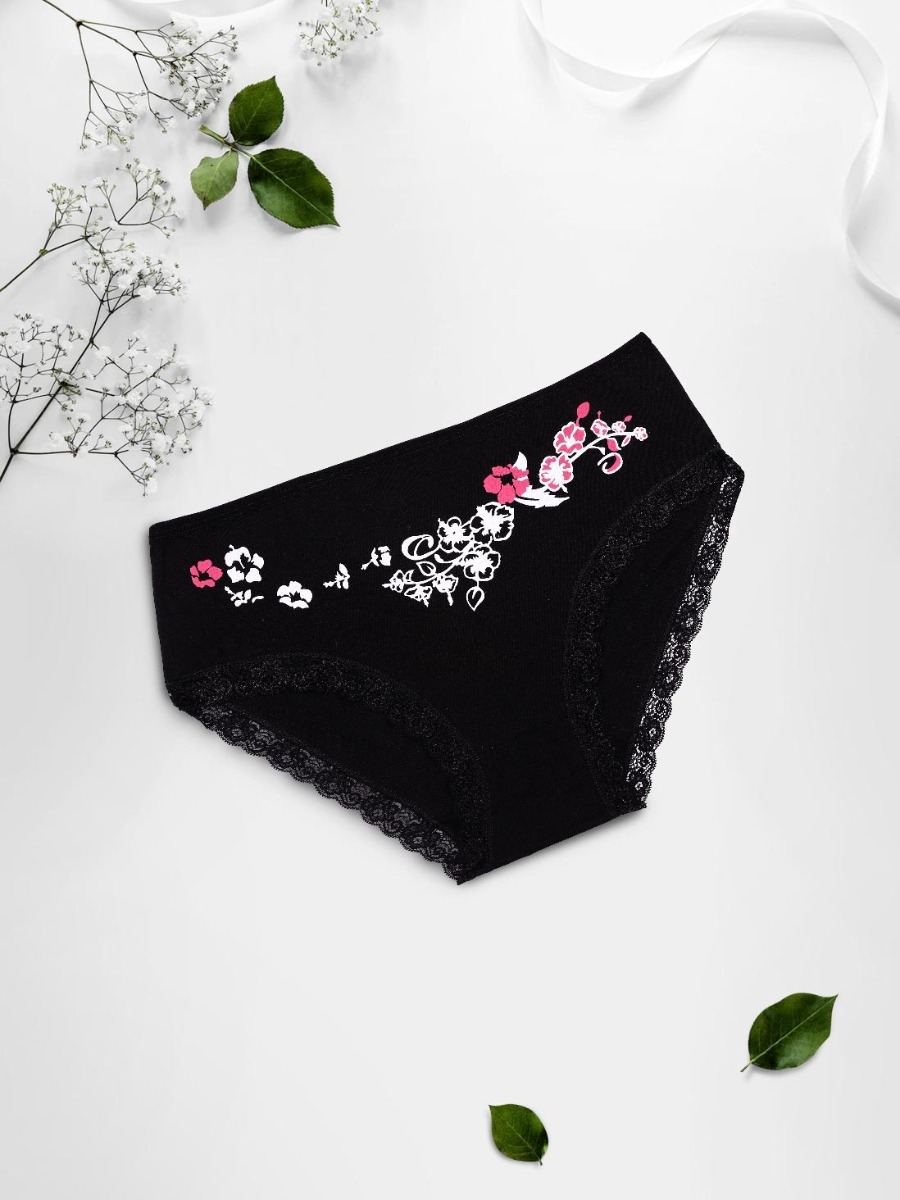 Taabu Black Beauty Heart Print Padded Wirefree T shirt Bra