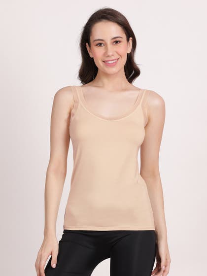 Shyle Pale Peach Lace Strap Modal Camisole