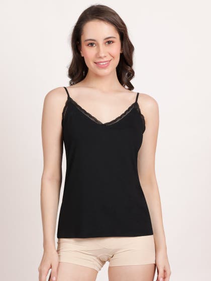 Shyle Black Beauty Spaghetti Strap Nylon Camisole