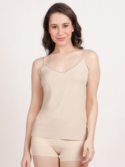 Shyle Dusty Pink Spaghetti Strap Nylon Camisole