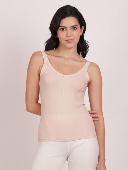 Shyle Light Mauve Scallop Neckline Ribbed Camisole