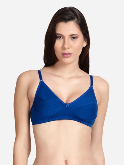 Shyle Royal Blue Non Padded Seamed Casual Bra
