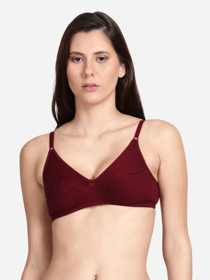 Shyle Maroon Non Padded Seamed Casual Bra