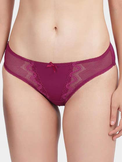Shyle Dark Pink Lace Detailed Bikini Panty