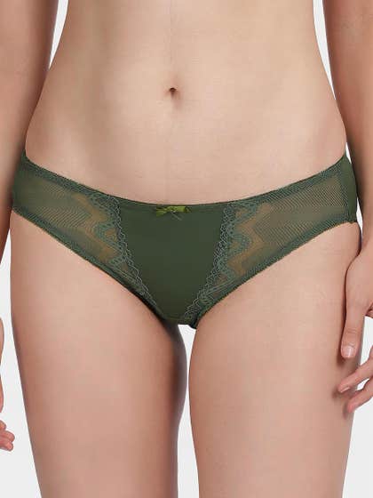 Shyle Forest Green Lace Detailed Bikini Panty