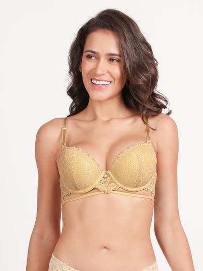 Susie Double Cream Strappy Bottom Wired Push Up Bra
