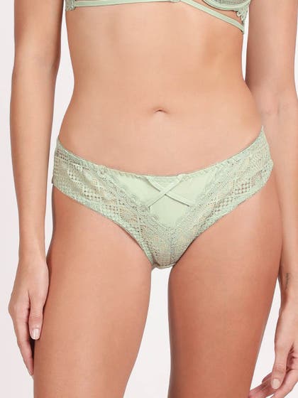 Shyle Light Olive Front Full Lace With Crisscross Tape Panty