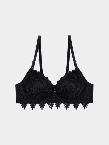 Shyle Black Beauty Fully Lace Decorative Push Up Bra