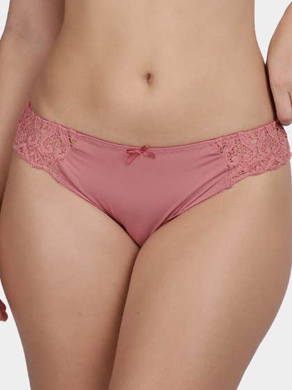 Shyle Dusty Pink Fancy Side Lace Bikini Panty