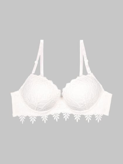 Shyle White Fully Lace Decorative Push Up Bra