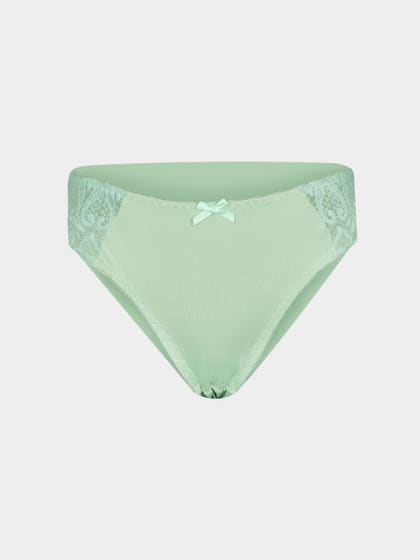 Shyle Bay Green Fancy Side Lace Bikini Panty