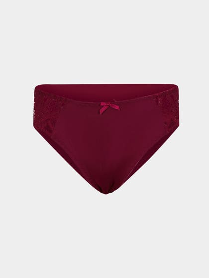 Shyle Cabernet Red Fancy Side Lace Bikini Panty