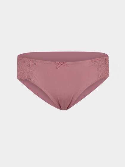 Shyle Dusty Pink Fancy Side Lace Bikini Panty