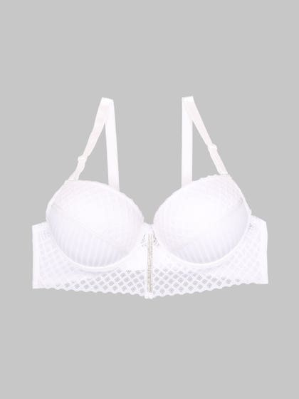 Shyle White Center Stone Trim Push Up Bra