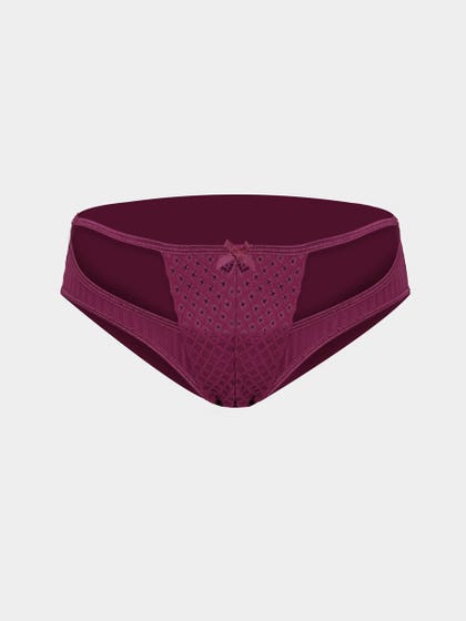 Shyle Magenta Center Lace Panel Bikini Panty